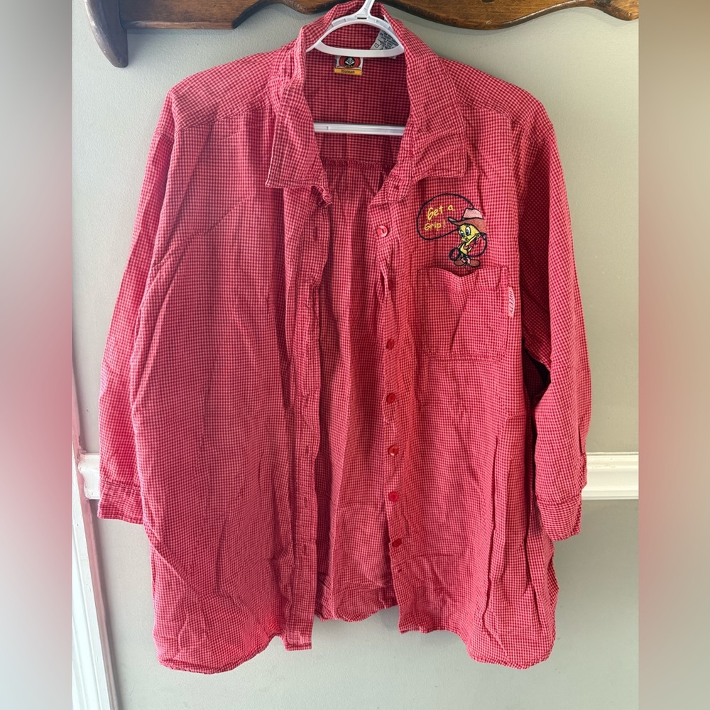 Warner Bros. Red Checkered Looney Tunes Shirt